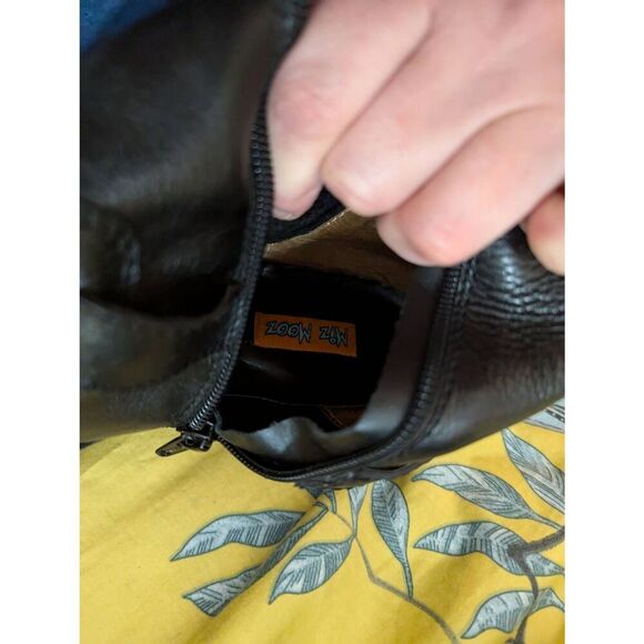 Miz Mooz Women’s 7.5 Black Leather Faux Fur Lined Tall Mid Calf Heeled Boots - Picture 5 of 9